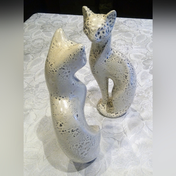 2 semese cats vintage collectible ceramic signed - Picture 3 of 11